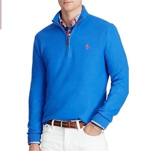Polo Ralph Lauren Medium pima cotton pullover sweater top royal blue 1/4 zip